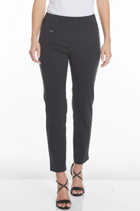 Wide Band Elastic Waist Ankle Pants - Intense Gray sold by SlimSation