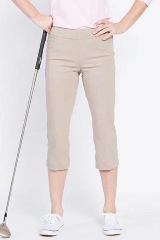 Golf Capri Pants With Pockets - Stone sold by SlimSation