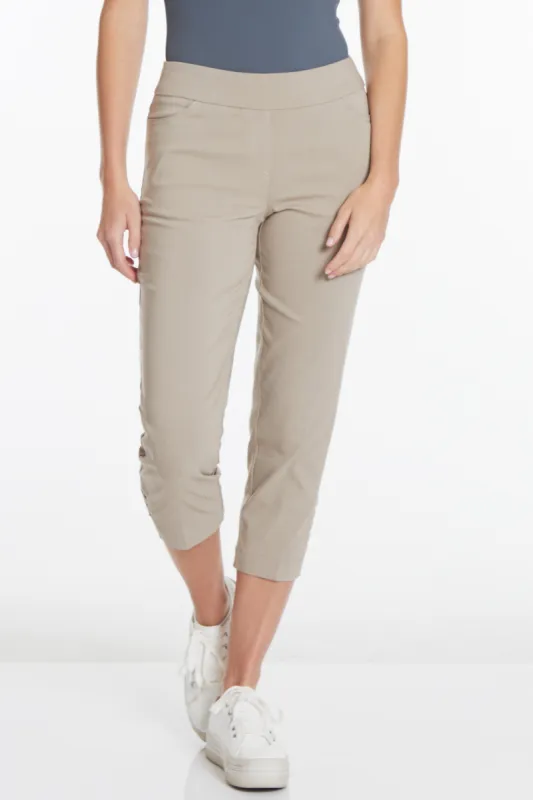 Crop Pant with Real Pockets & Strap Hem Vents - Stone sold by SlimSation