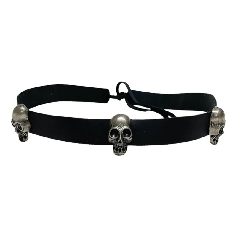 3 Skull | Black Leather Hat Band sold by American Hat Makers