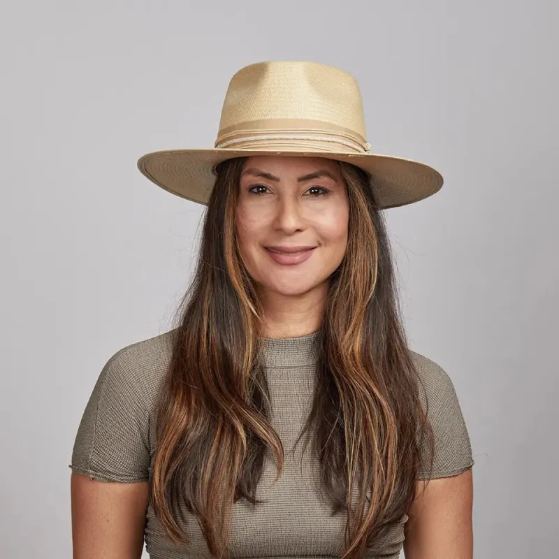 Corinth | Womens Wide Brim Straw Fedora Hat sold by American Hat Makers