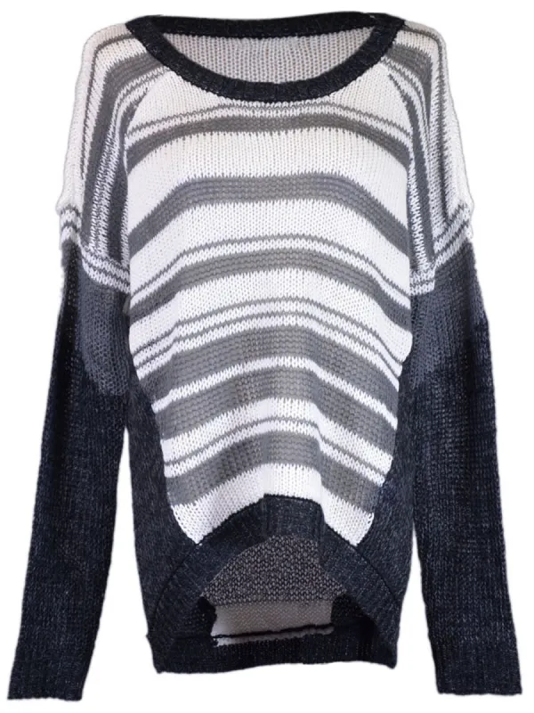 Lush Hello Fall Chunky Striped Raglan Sleeves Contrast Pullover Knit Sweater Top sold by Anna-Kaci