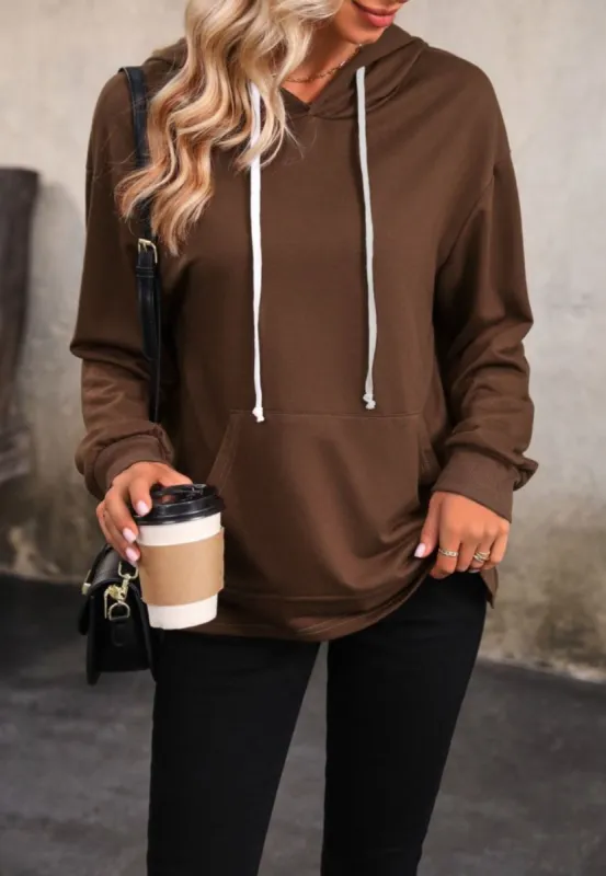 Contrast Drawstring Classic Hoodie sold by Anna-Kaci