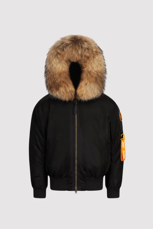 Women's Bomber with Fur in Black sold by Arctic Army