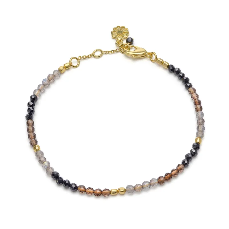 Milos Mixed Gemstone and Gold Beaded Bracelet sold by Azuni London