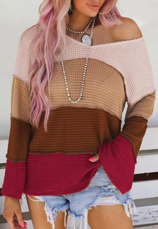 Textured Knit Multicolor Sweater sold by Anna-Kaci