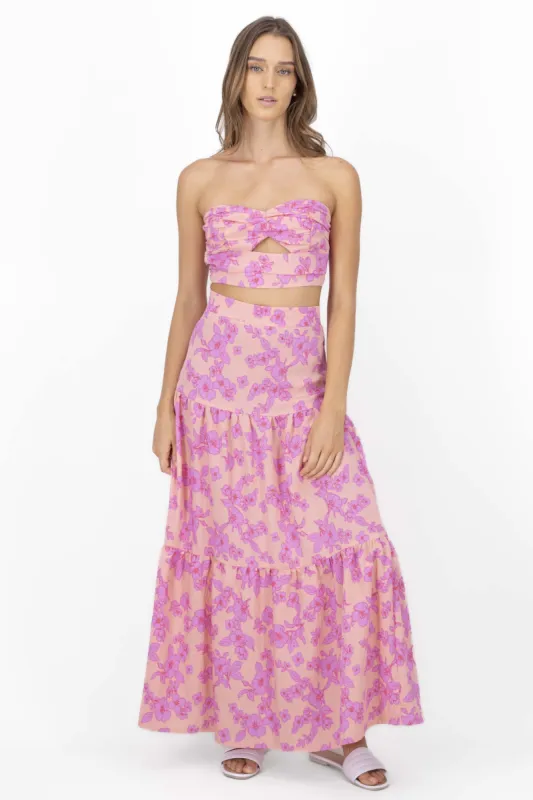 Maxi falda olanes estampada flores sold by Shasa