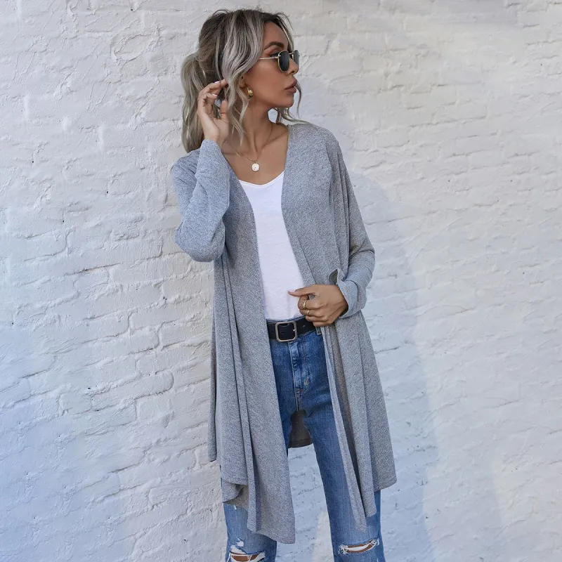 Asymmetrical Hem Long Cardigan sold by Anna-Kaci