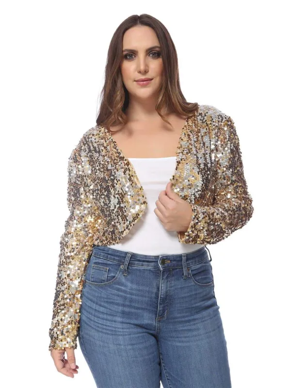 Plus Size Sequin Bolero sold by Anna-Kaci