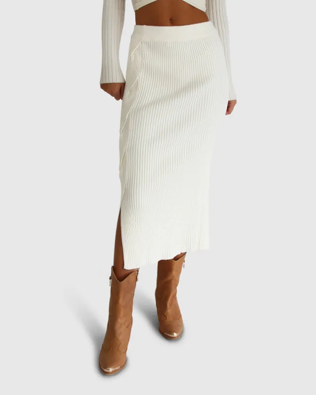 All My Life Knit Midi Skirt - Cream sold by Belle & Bloom