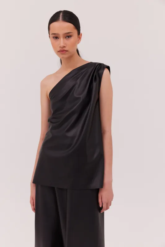 BLACK LEATHERETTE ANTONIA TOP sold by Bianca Spender