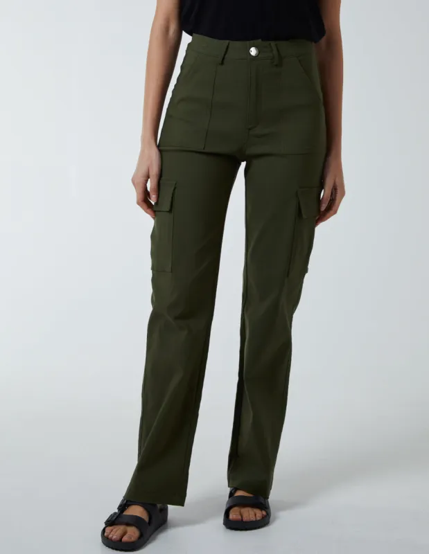 Straight Leg Pocket Detail Cargo Jeans sold by Blue Vanilla