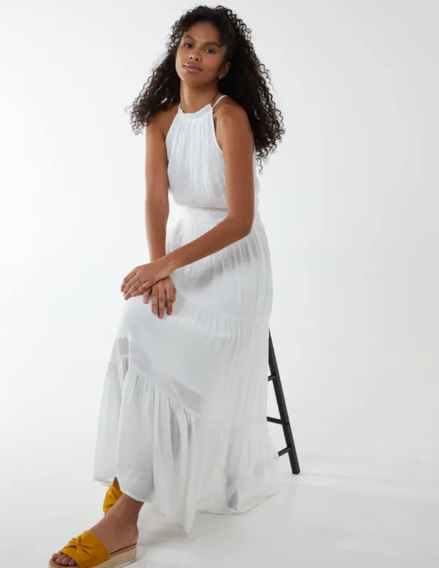Drawstring Maxi Halter Neck Maxi Dress sold by Blue Vanilla