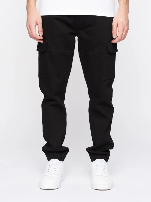 Malimore Cargo Cuff Jeans Solid Black sold by Brand Corner