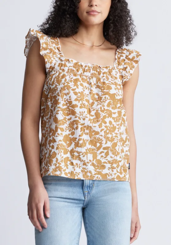 Mabilia Women's Flutter Sleeve Top, Yellow Flowers - WT0108S sold by Buffalo Jeans