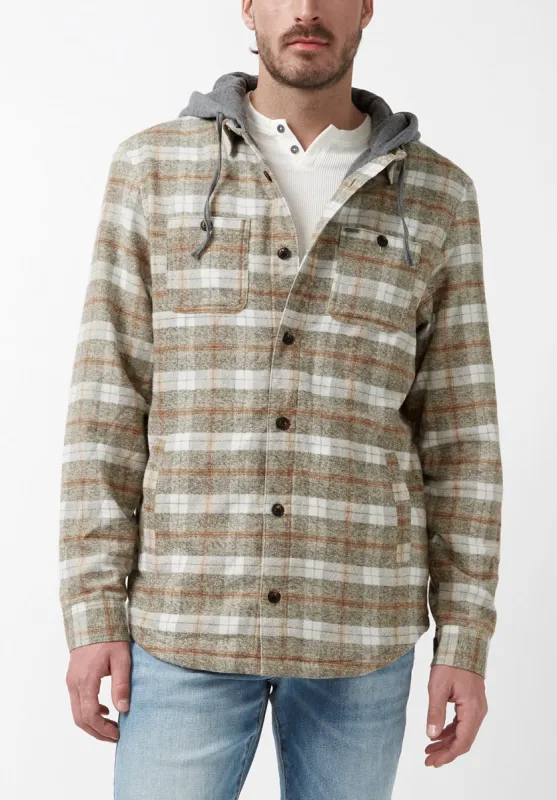 Sacket Men’s Hoodie Shacket in Grey Fern Plaid - BM24151 sold by Buffalo Jeans