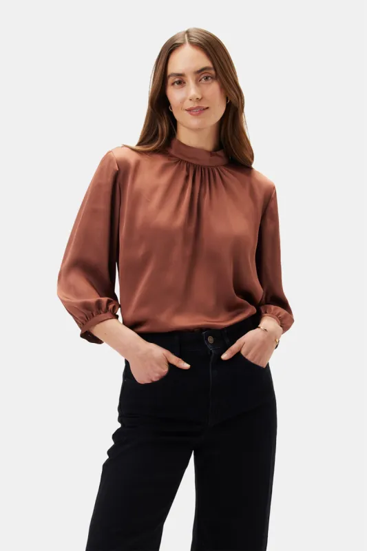 Jeanne 3/4 Sleeve Blouse - Cafe sold by Amour Vert