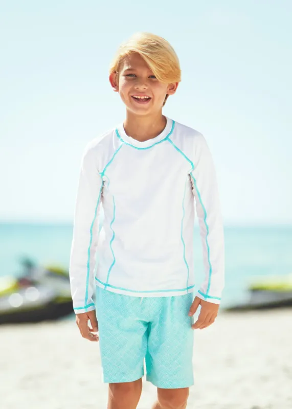 Boys White Long Sleeve Rashguard sold by Cabana Life