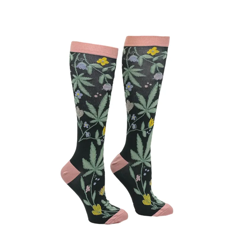 Flowers And Weed Compression Socks sold by Crazy Dog T-Shirts