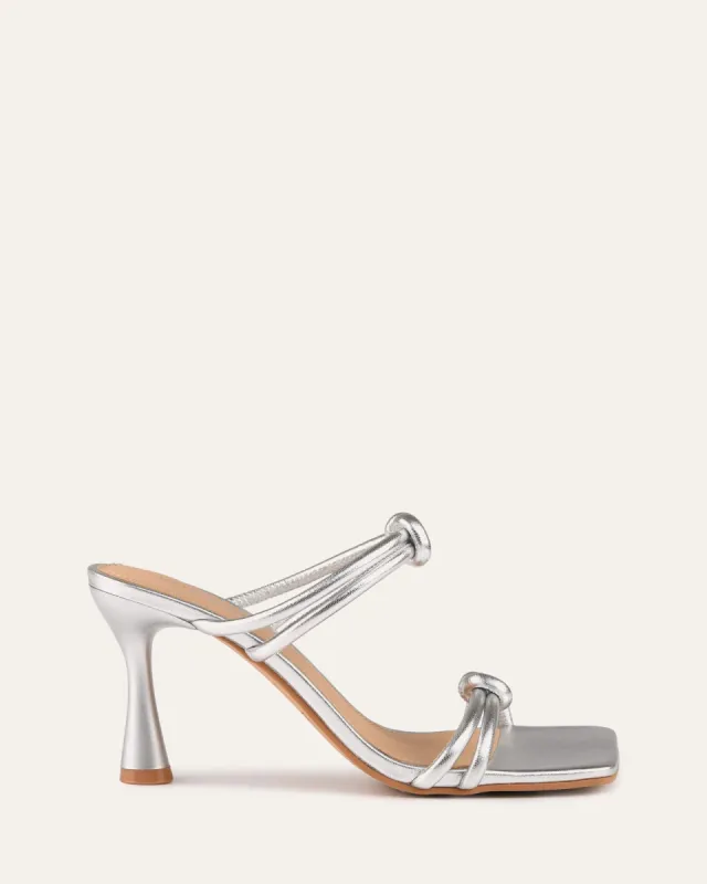 HARLOW HIGH HEEL SANDALS SILVER LEATHER sold by Jo Mercer