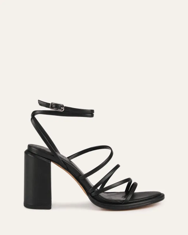 PIP HIGH HEEL SANDALS BLACK LEATHER sold by Jo Mercer