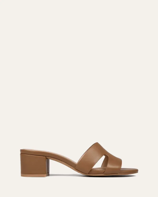 JAYDA MID HEEL SANDALS TAN LEATHER sold by Jo Mercer