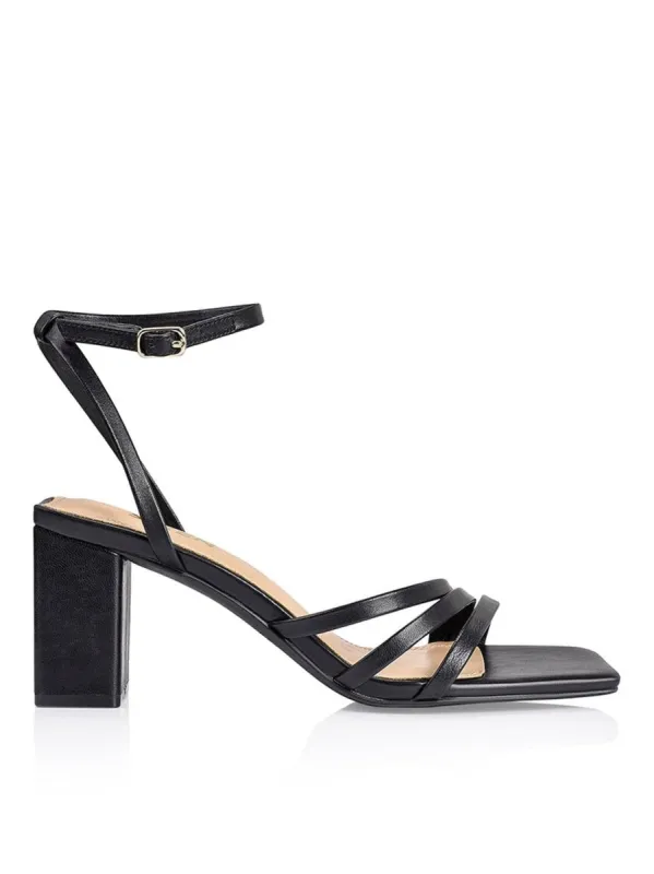 Tessie Block Heel Sandals - Black Leather sold by Siren Shoes