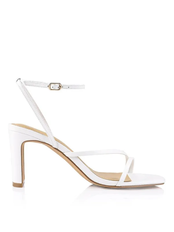 Kandice Block Heel Sandals - White Leather sold by Siren Shoes