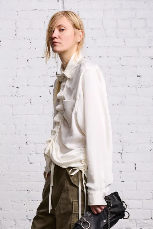 SHIRRED BOYFRIEND SHIRT - WHITE - WHITE sold by R13