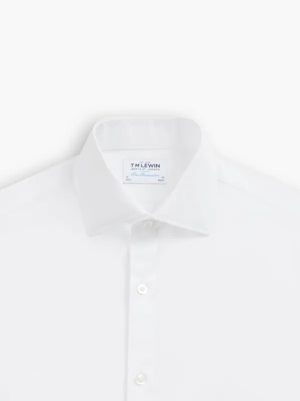 Non-Iron White Poplin Fitted Double Cuff Classic Collar Shirt sold by T.M.Lewin