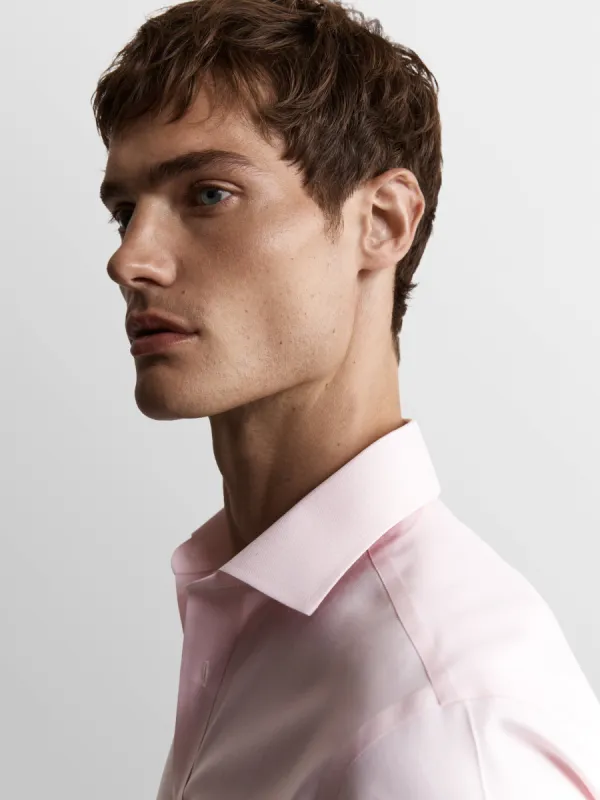 Non-Iron Pink Lightweight Twill Regular Fit Double Cuff Classic Collar Shirt sold by T.M.Lewin