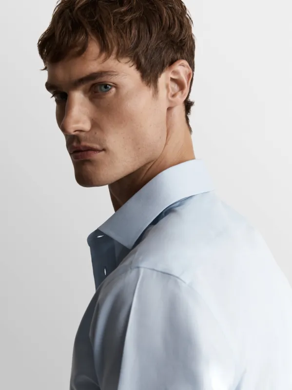 Non-Iron Light Blue Lightweight Twill Fitted Double Cuff Classic Collar Shirt sold by T.M.Lewin