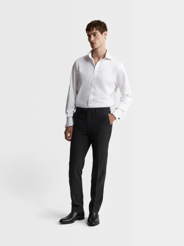 Non-Iron White Lightweight Twill Fitted Double Cuff Classic Collar Shirt sold by T.M.Lewin