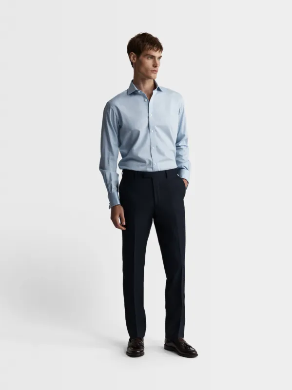 Non-Iron Sky Blue Poplin Slim Fit Classic Collar Single Cuff Shirt sold by T.M.Lewin