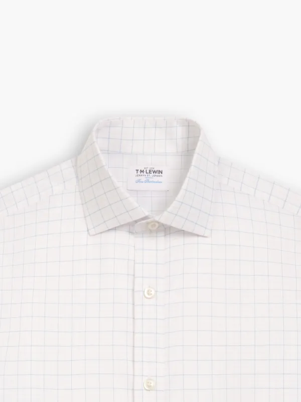 Non-Iron Blue & Pink Double Check Oxford Slim Fit Single Cuff Classic Collar Shirt sold by T.M.Lewin