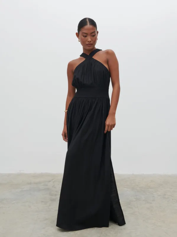 Hollie Shirred Maxi Dress - Black sold by Pretty Lavish