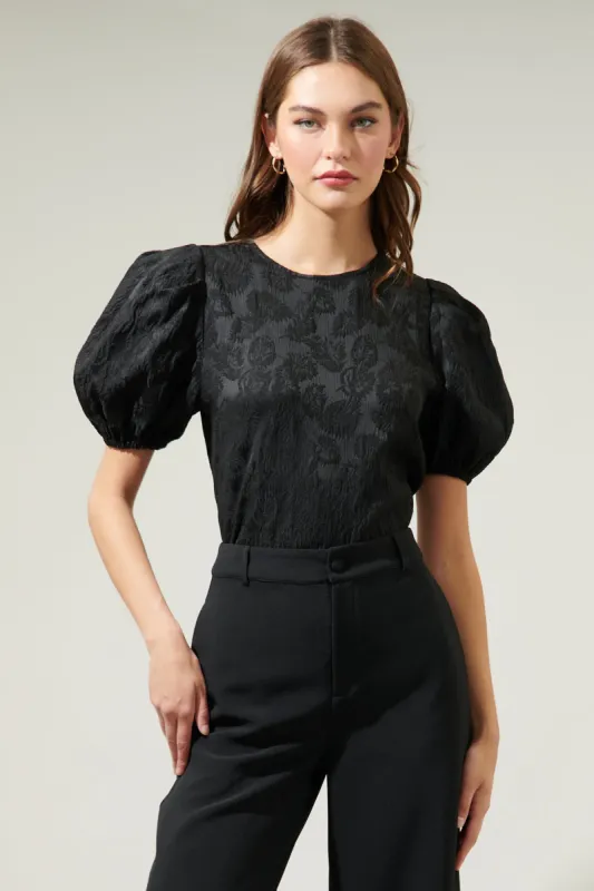 Xian Jacquard Puff Sleeve Top sold by Sugarlips
