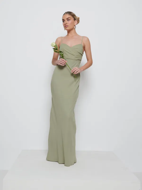 Kehlani Twist Cami Bridesmaid Dress - Olive sold by Pretty Lavish