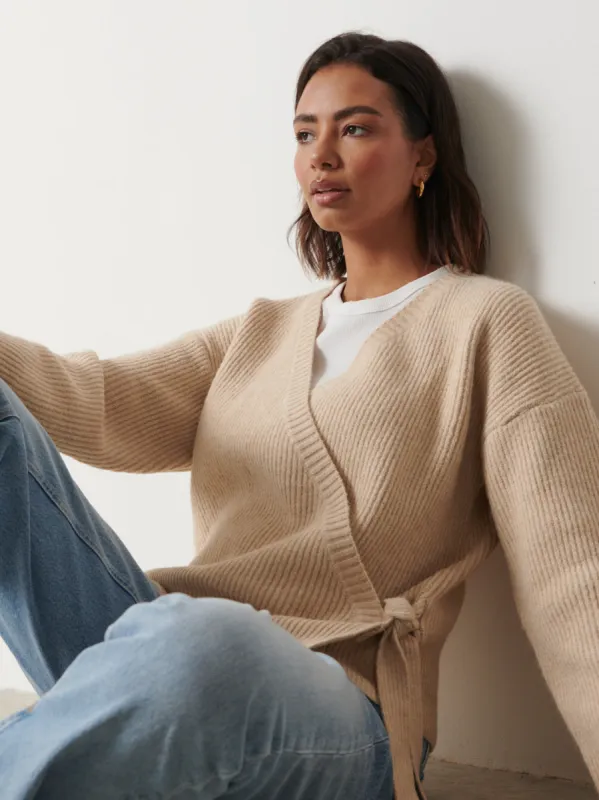 Tayla Asymmetric Button Cardigan - Oatmeal sold by Pretty Lavish