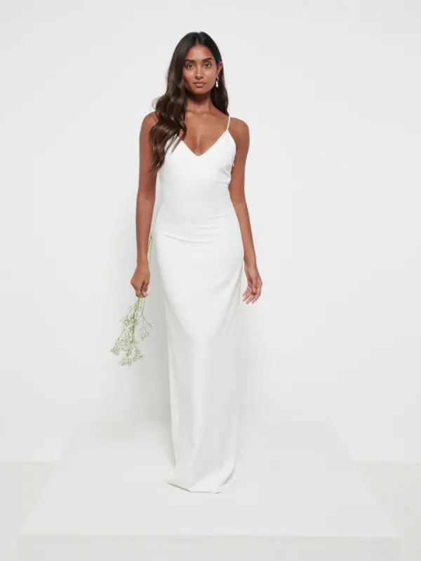 Tillie V - Neck Maxi Bridesmaid Dress - Ivory sold by Pretty Lavish