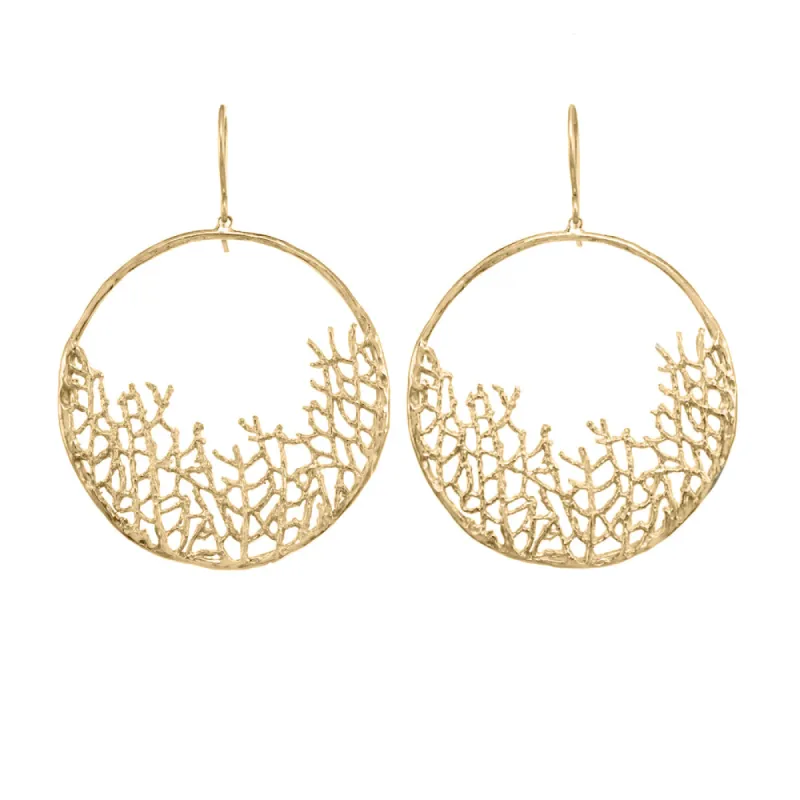 Large Fan Coral Hoop Earrings sold by Catherine Weitzman Jewelry