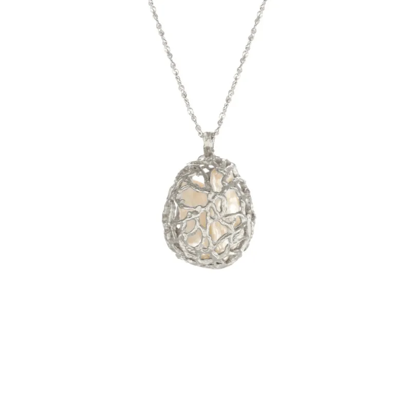 Coral Pearl Cage Necklace sold by Catherine Weitzman Jewelry