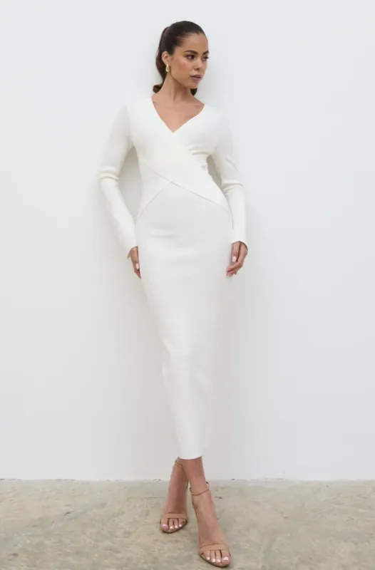 Jacklin Wrap Midaxi Dress - Cream sold by Pretty Lavish