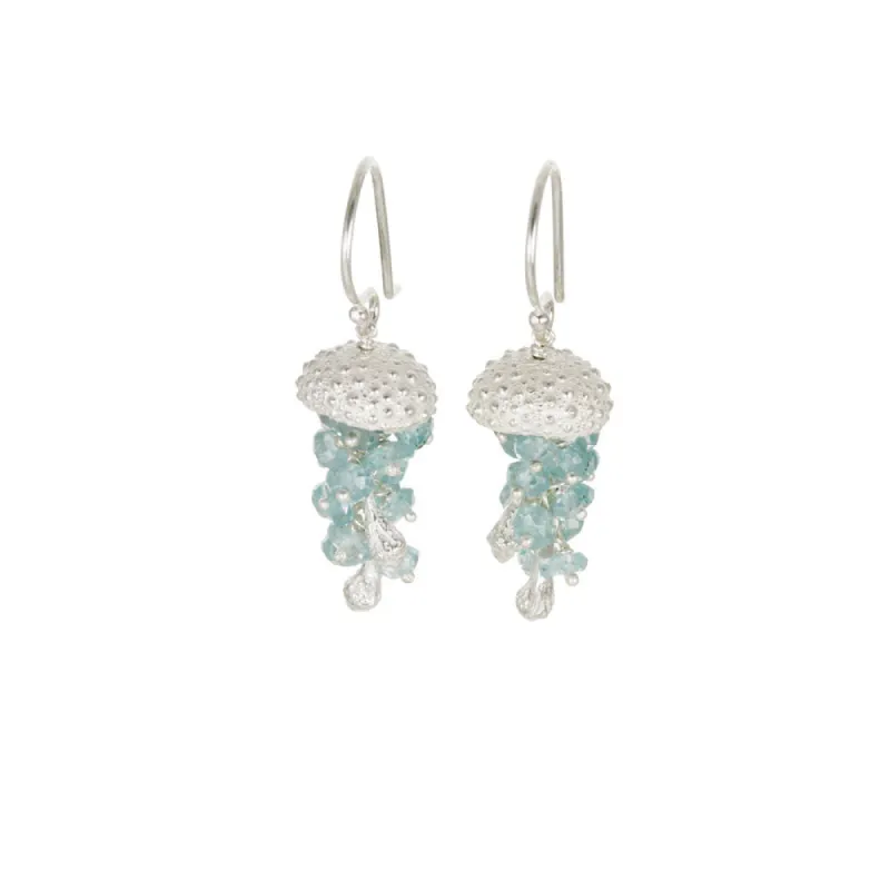 Hawaiian Jellyfish Earrings - Real Sea Urchin with Gemstones sold by Catherine Weitzman Jewelry
