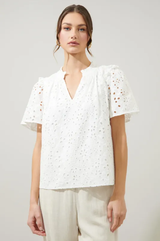 Rain or Shine Eyelet Top sold by Sugarlips