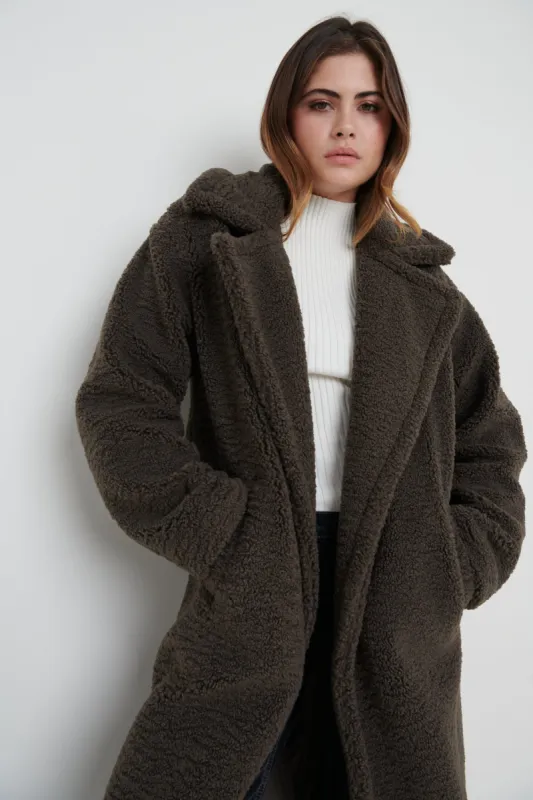Teddy Oversized Coat - Grey sold by Pretty Lavish