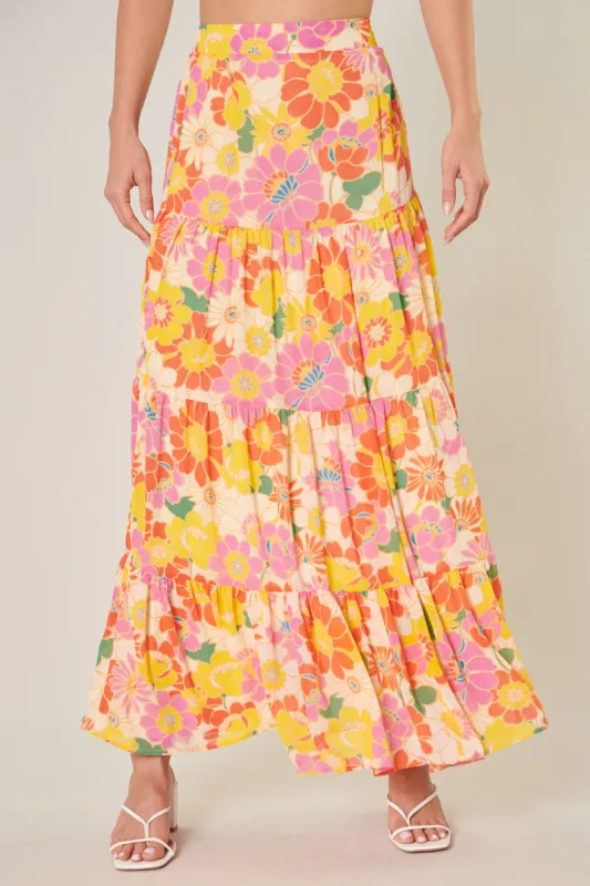 Zippy Tropical Floral Bellingham Tiered Maxi Skirt sold by Sugarlips