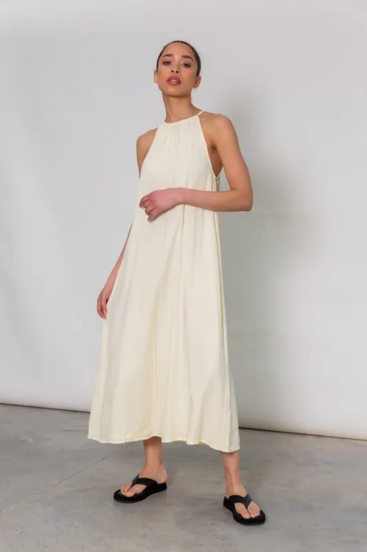 Fallon High Neck Midi Dress - Lemon Yellow sold by Pretty Lavish