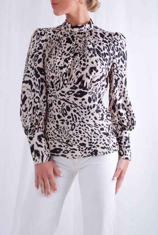Dakota Backless Blouse - Leopard sold by Pretty Lavish