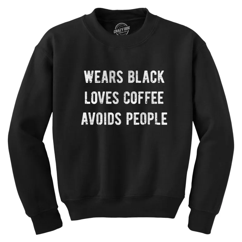 Wears Black Loves Coffee Crew Neck Sweatshirt sold by Crazy Dog T-Shirts